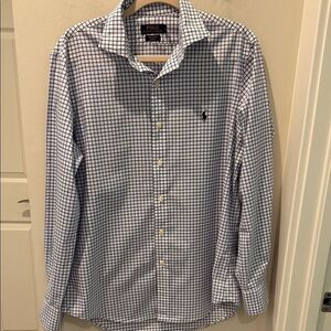 Polo by Ralph Lauren Blue and White Casual  Picnic Plaid Button Down Shirt M